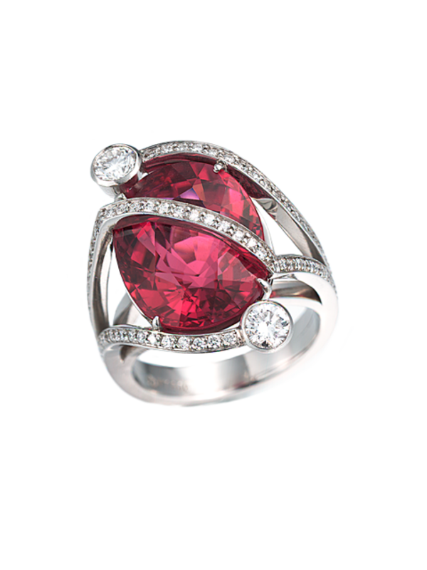 Rubelite Ring with Diamonds