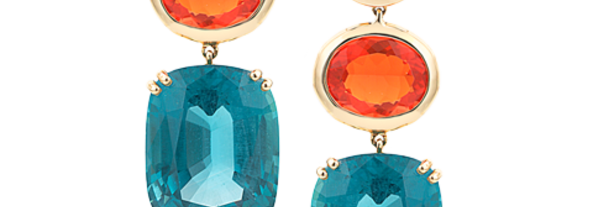 Black Opal, Fire Opal & Apatite Earrings