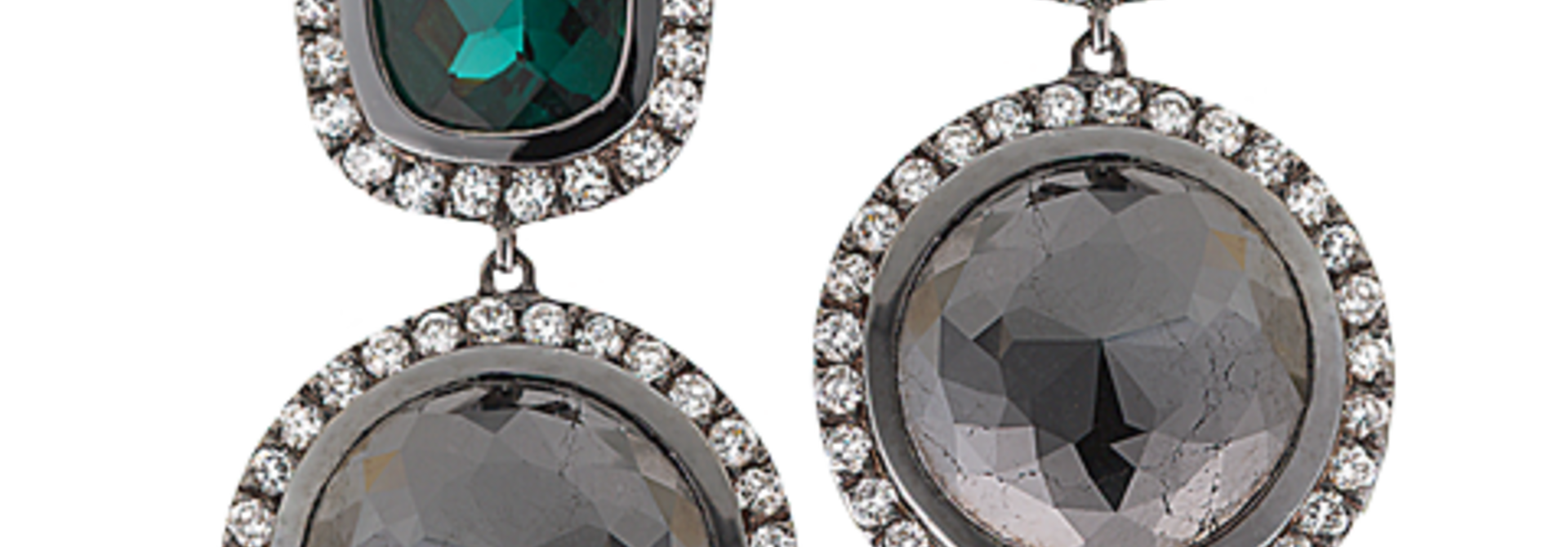 Black Diamond & Green Tourmaline Earrings