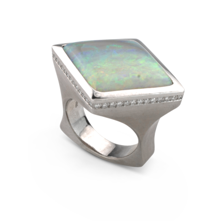 Mintabie Opal & Diamond Ring