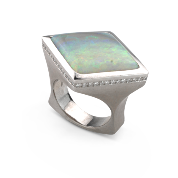 Silhouette Mintabie Opal & Diamond Ring