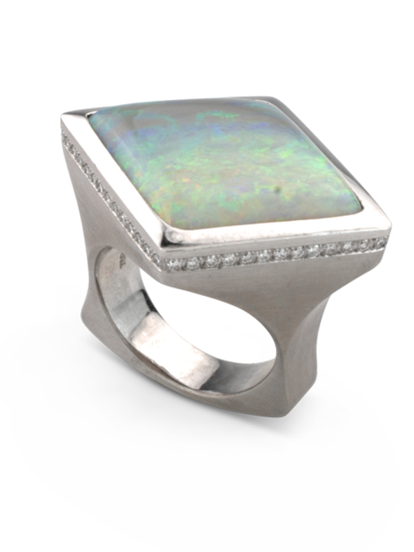 Mintabie Opal & Diamond Ring