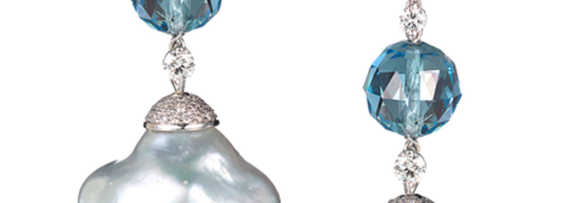 Baroque Pearl & Aquamarine Earrings