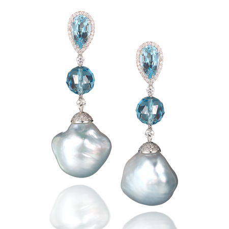 Baroque Pearl & Aquamarine Earrings