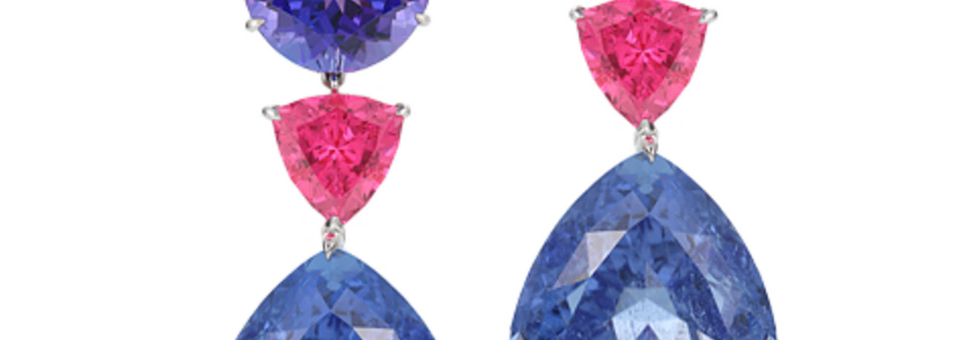 Violet Tourmaline, Neon Pink Spinel & Tanzanite Earrings