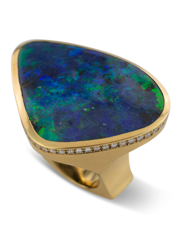Boulder Opal & Diamond Ring