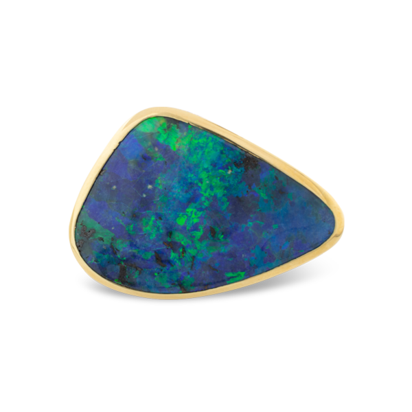 Silhouette Boulder Opal & Diamond Ring