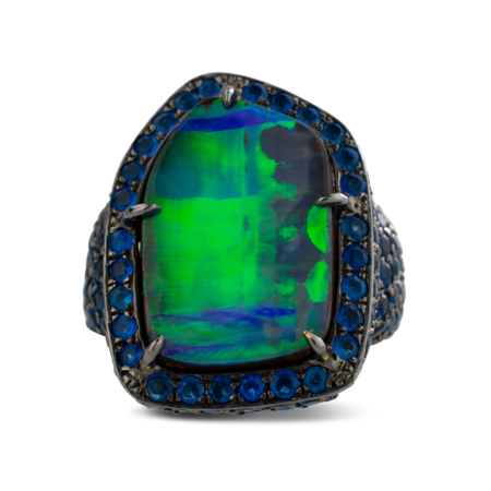 Boulder Opal & Hauynite Ring