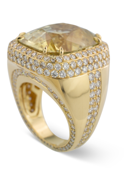 Pale Yellow Sapphire and Diamond Ring