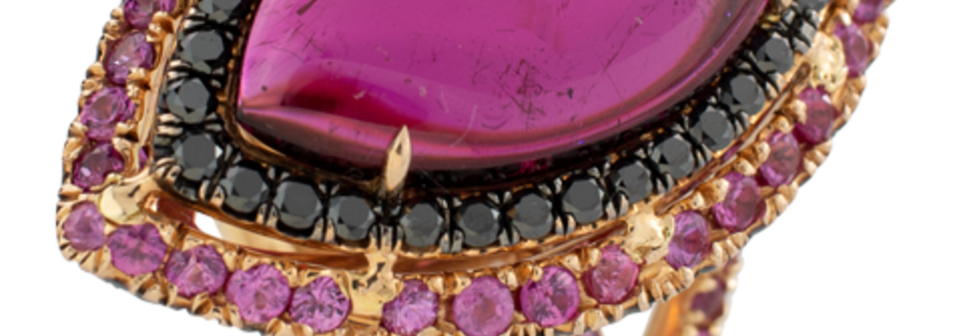 Rubelite and Black Diamond Ring