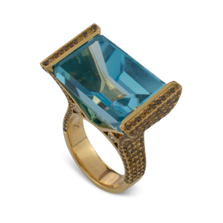 Blue Topaz with Diamond Ring