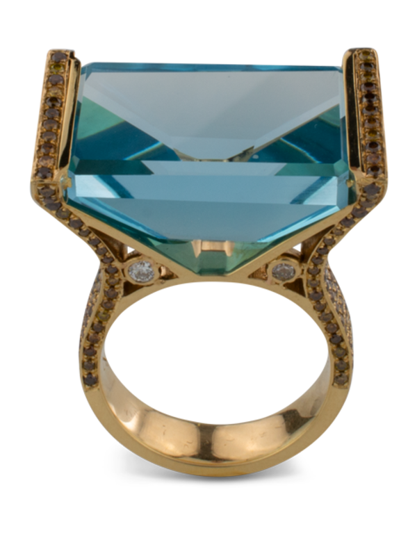 Blue Topaz with Diamond Ring