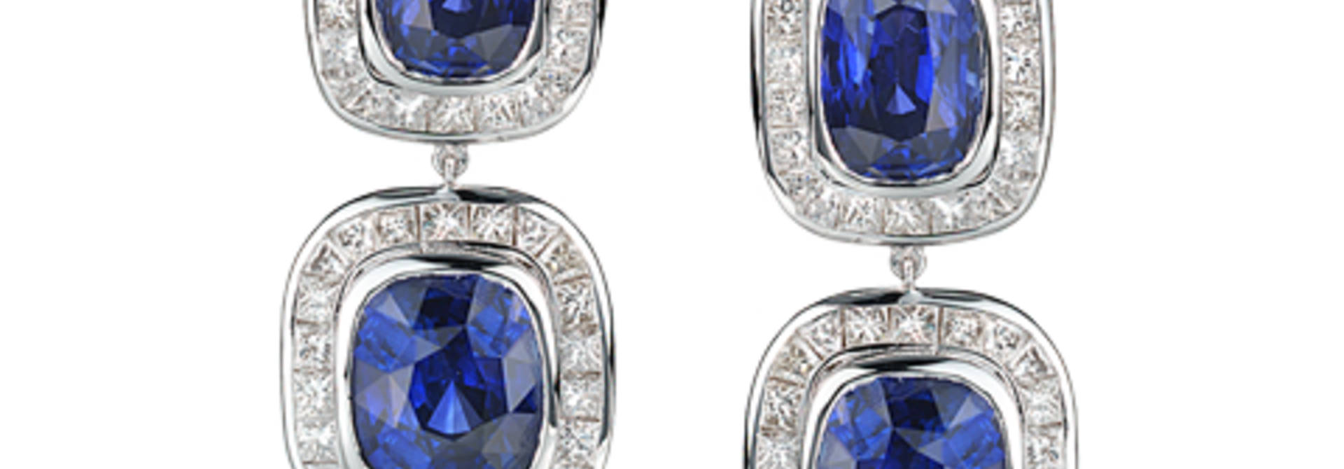 Fancy-Cut Diamond & Blue Sapphire Earrings