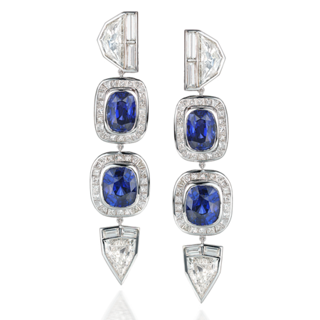 Fancy-Cut Diamond & Blue Sapphire Earrings