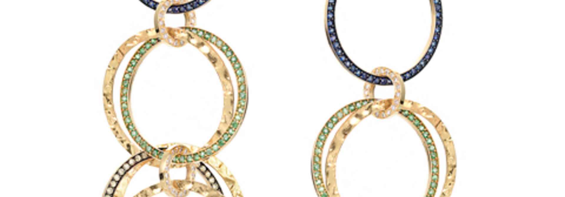 Multi Link Gold & Colored Stone Earrings