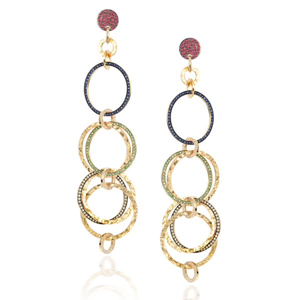 Link Multi Link Gold & Colored Stone Earrings