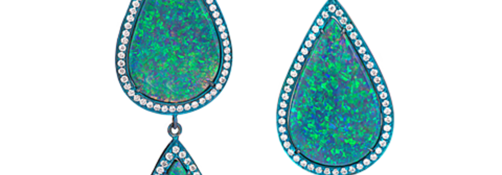 Black Opal Triple Drop Earrings