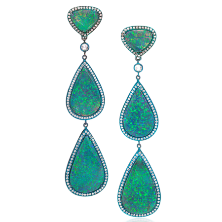 Black Opal Triple Drop Earrings