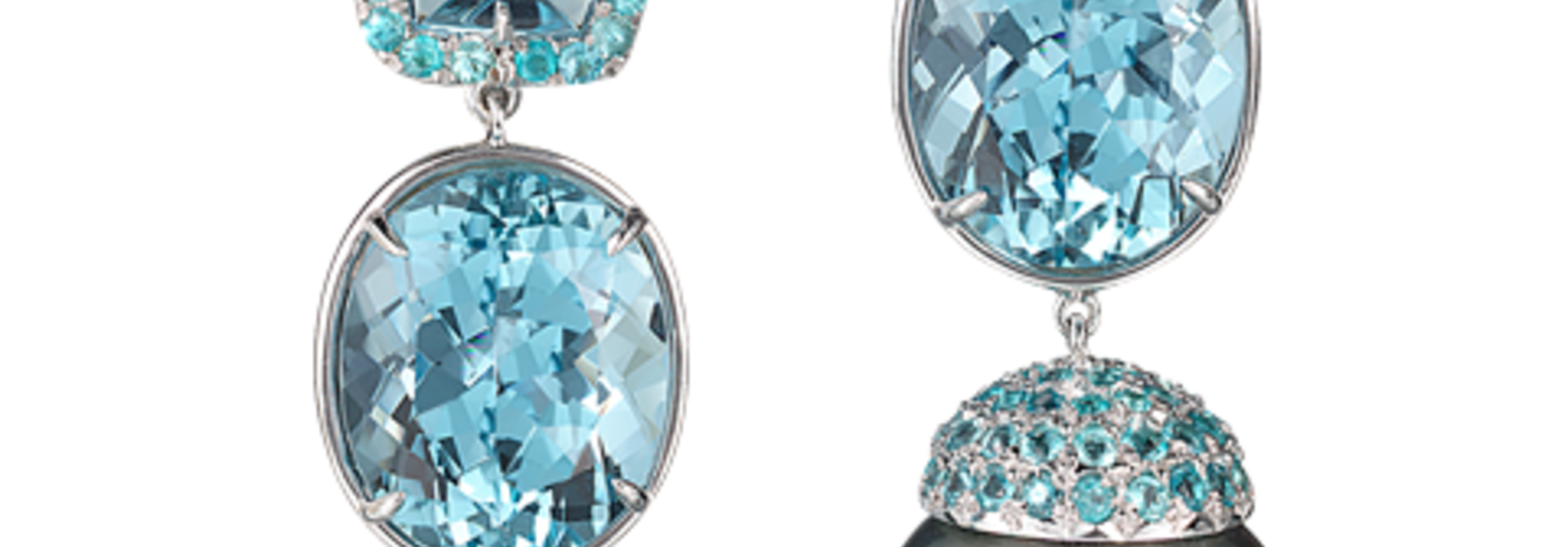 Black Tahitian Pearl & Aquamarine Earrings