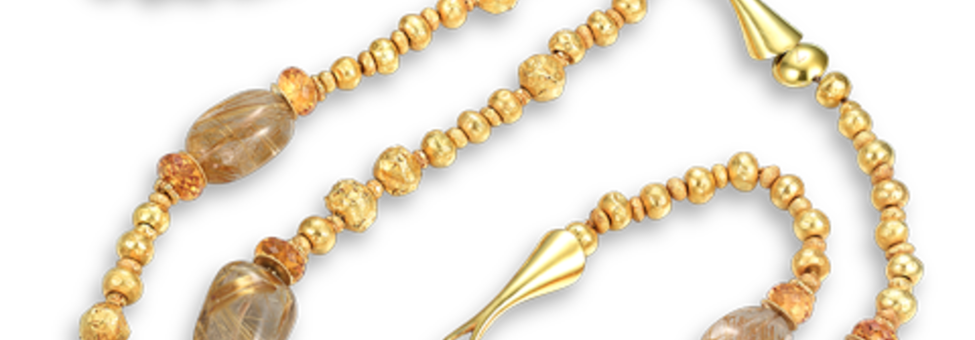 Rutilated Quartz, Citrine & 22k Gold Necklace