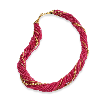 16 Strand Ruby &  Gold Necklace - 26"