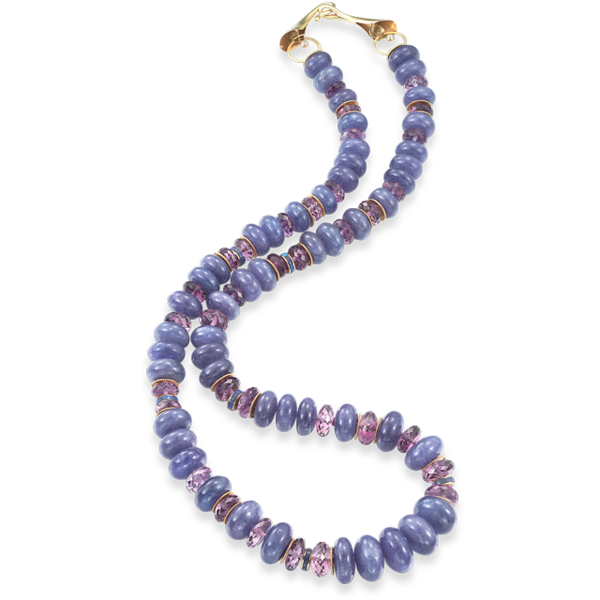 Tanzanite, Amethyst & Black Opal Necklace
