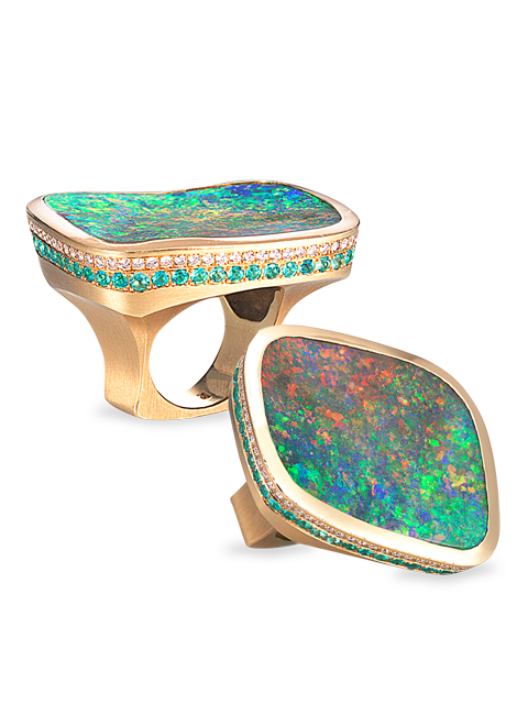 Boulder Opal Ring with Paraiba and Diamond Pave-1