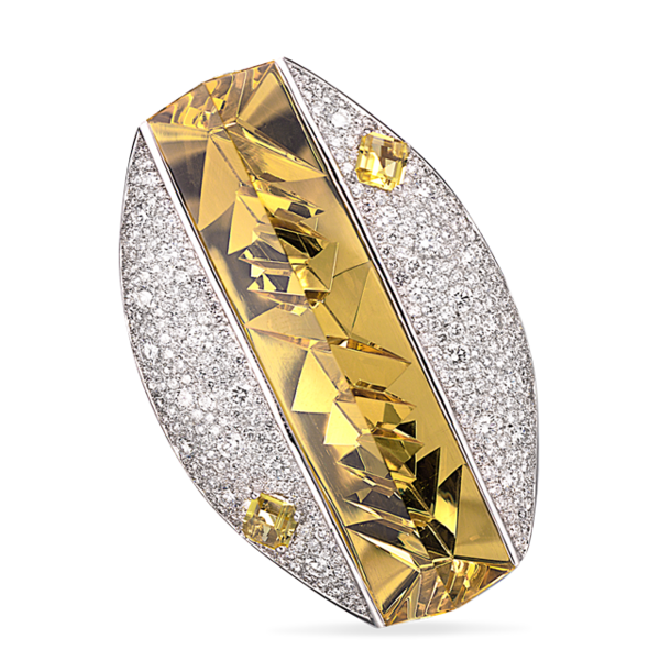 Golden Beryl & Diamond Pin (with pendant hook)