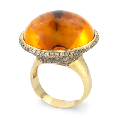 Citrine & Brown Diamond Ring