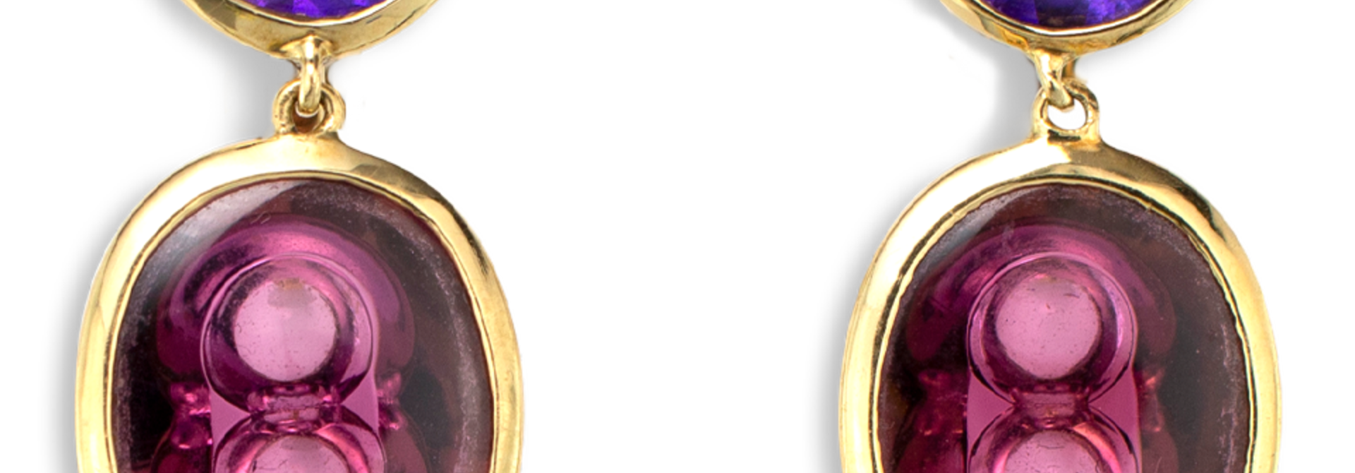 Amethyst and Rubellite Tourmaline Earrings