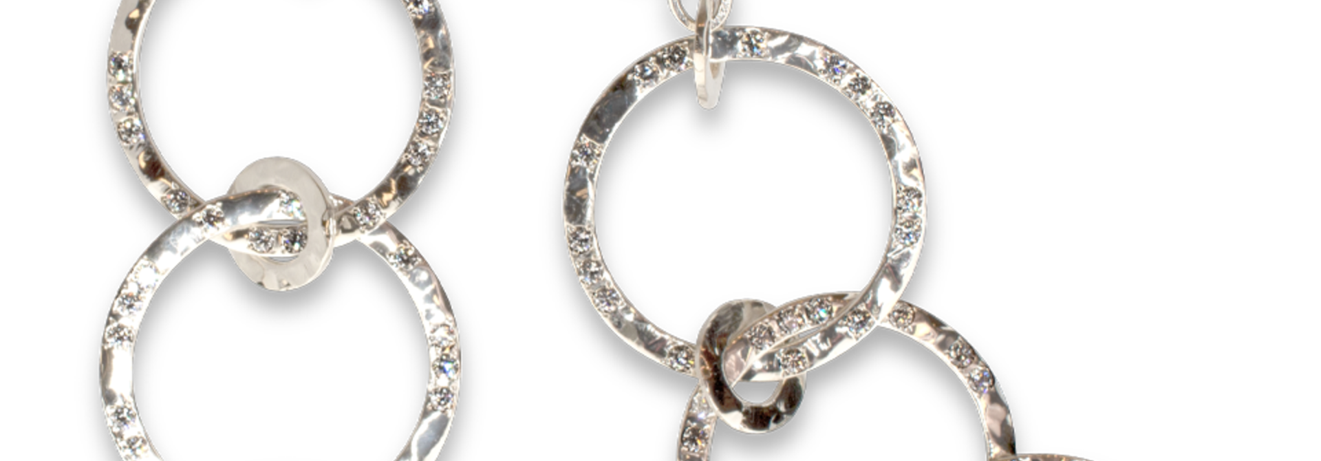 Moonstone & Diamond Hammered White Gold Hoop Earrings