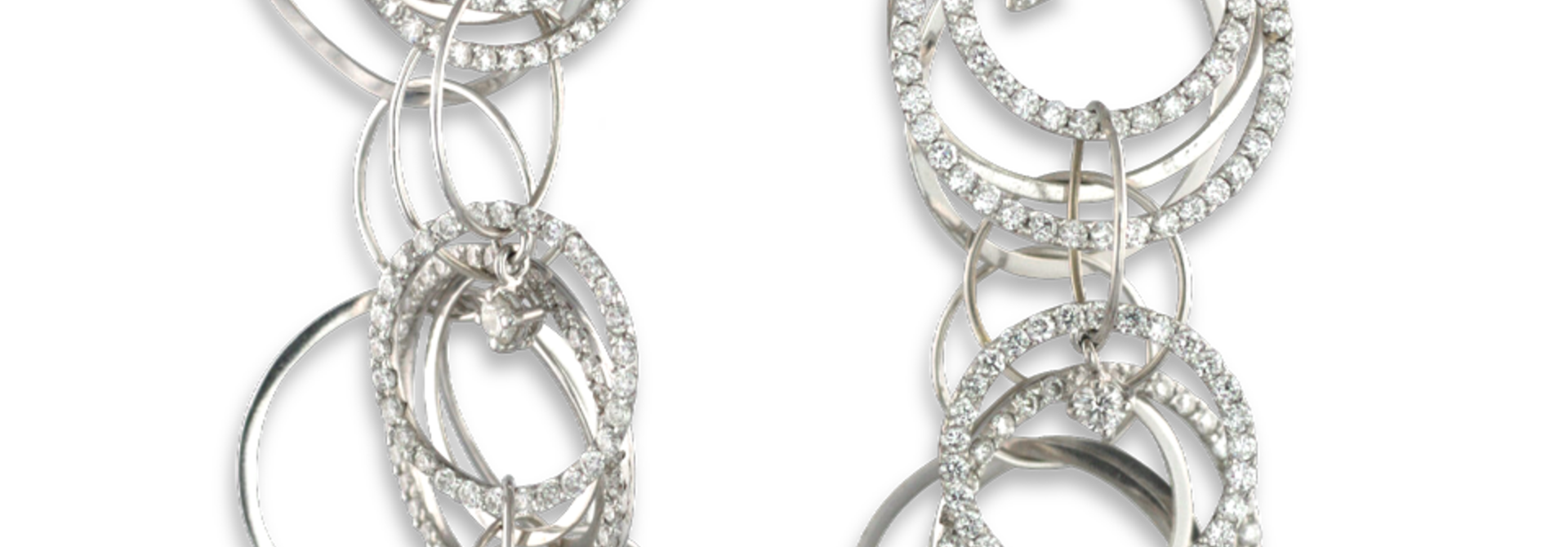 18k White Gold and Diamond Multi-Hoop Link Earrings