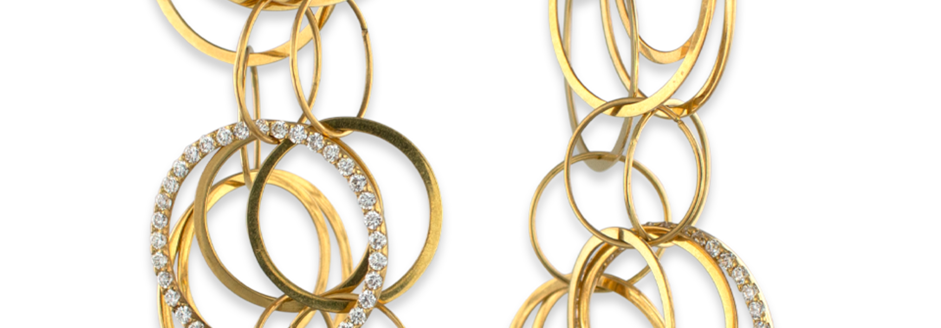 18k Gold and Diamond Multi-Hoop Link Earrings