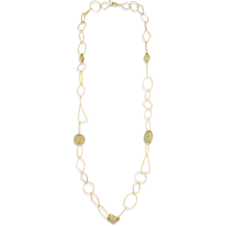 18k Gold Link Necklace with Yellow Diamonds