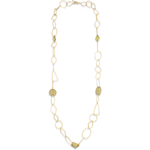 Link 18k Gold Link Necklace with Yellow Diamonds