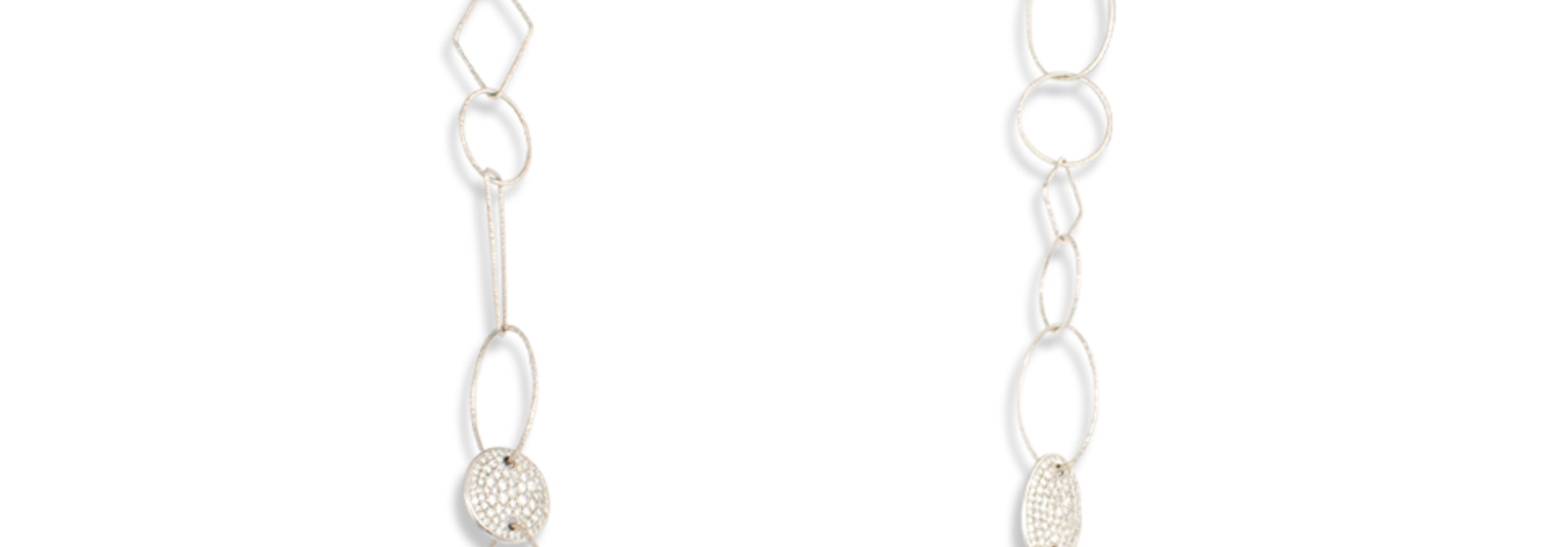 18k White Gold Link Necklace with Diamonds