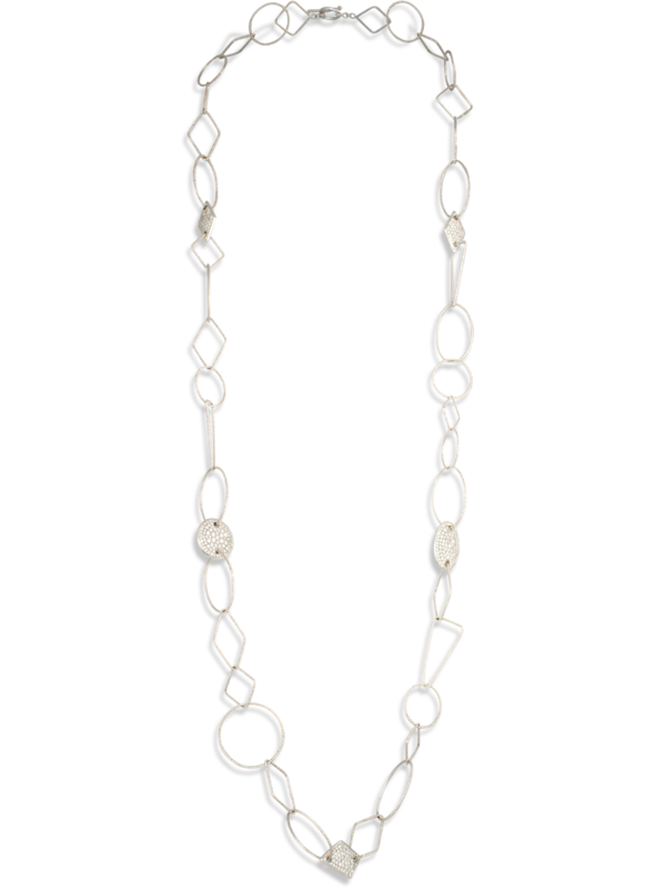 18k White Gold Link Necklace with Diamonds
