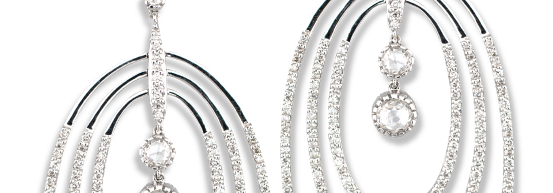 Multi Hoop Oval Diamond Earrings