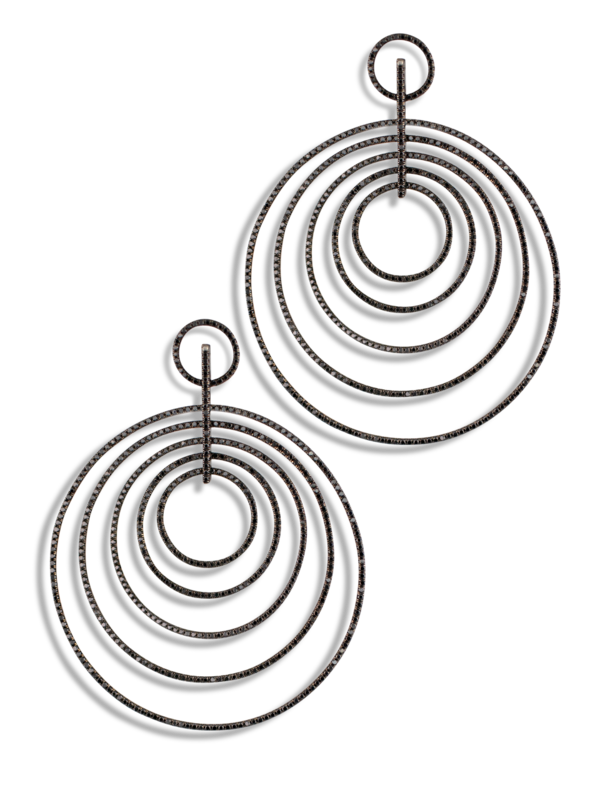 Multi Hoop Black Diamond Earrings