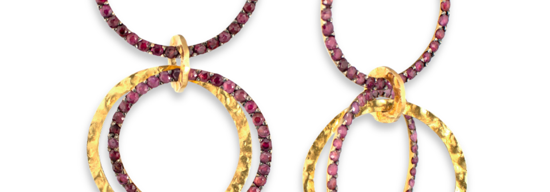 Multi Link Gold & Ruby Earrings