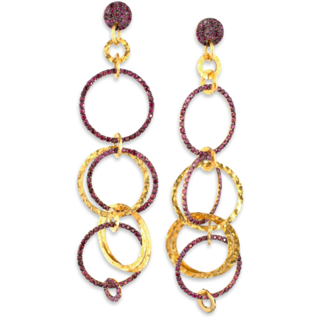 Multi Link Gold & Ruby Earrings