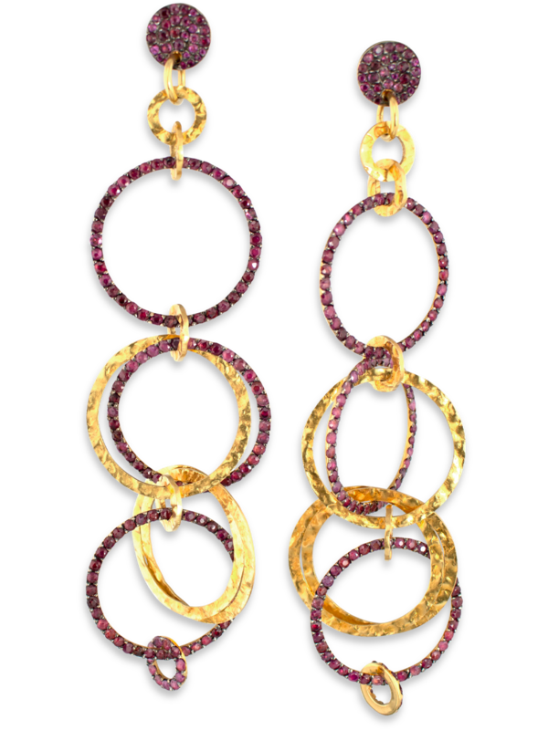 Multi Link Gold & Ruby Earrings