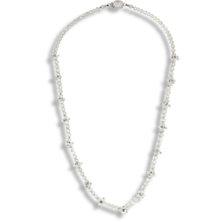 White Diamond Bead Necklace - 16"