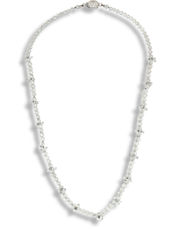 White Diamond Bead Necklace - 16"