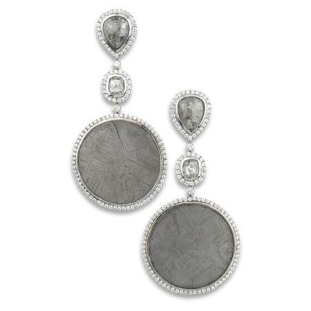 Meteorite & Grey Diamond Earrings