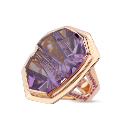 Amethyst Ring with Pink Spinel Pave