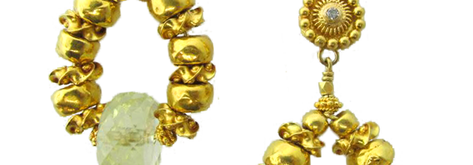 Gold and Green Beryl Earrings