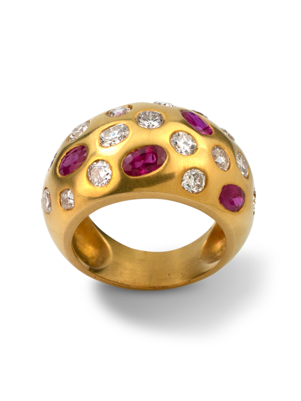 Ruby and Diamond Bombe Ring