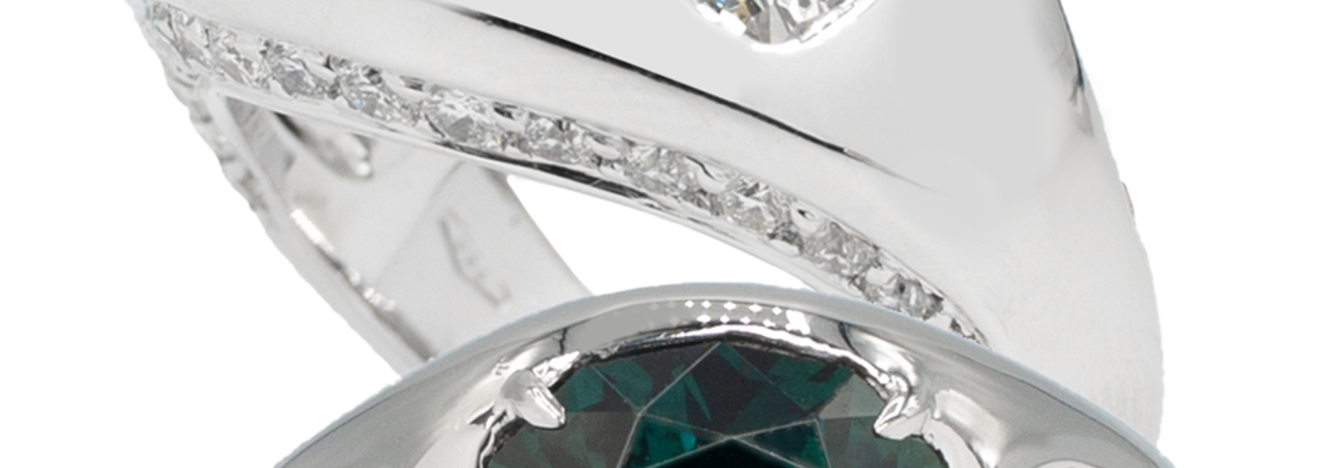 Greenish Blue Sapphire & Diamond Ring