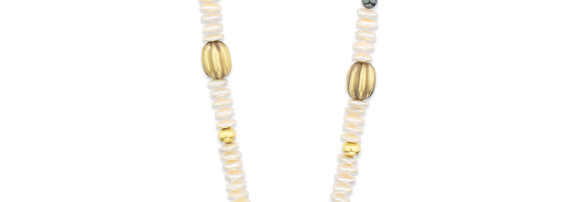 Pre-Columbian Gold, Boulder Opal, Coin Pearl and Brown Diamond Necklace - 30"
